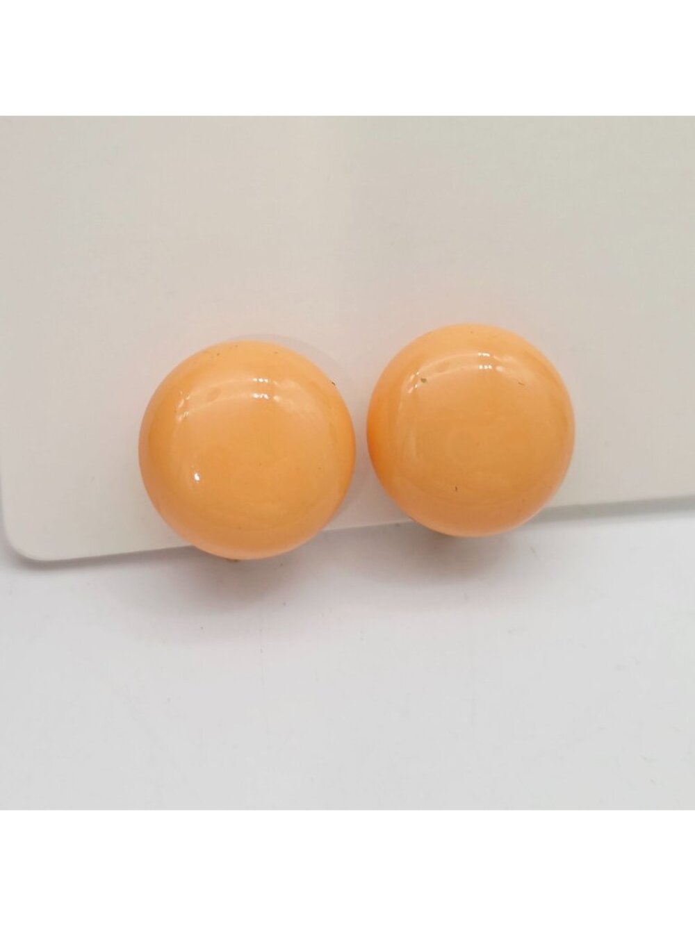 Orange Clip-On Earrings Round Dome Design Vintage 1/2"